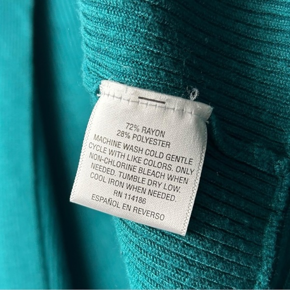 JM Collection Teal Ribbed Knit Cardigan M - Picture 4 of 4
